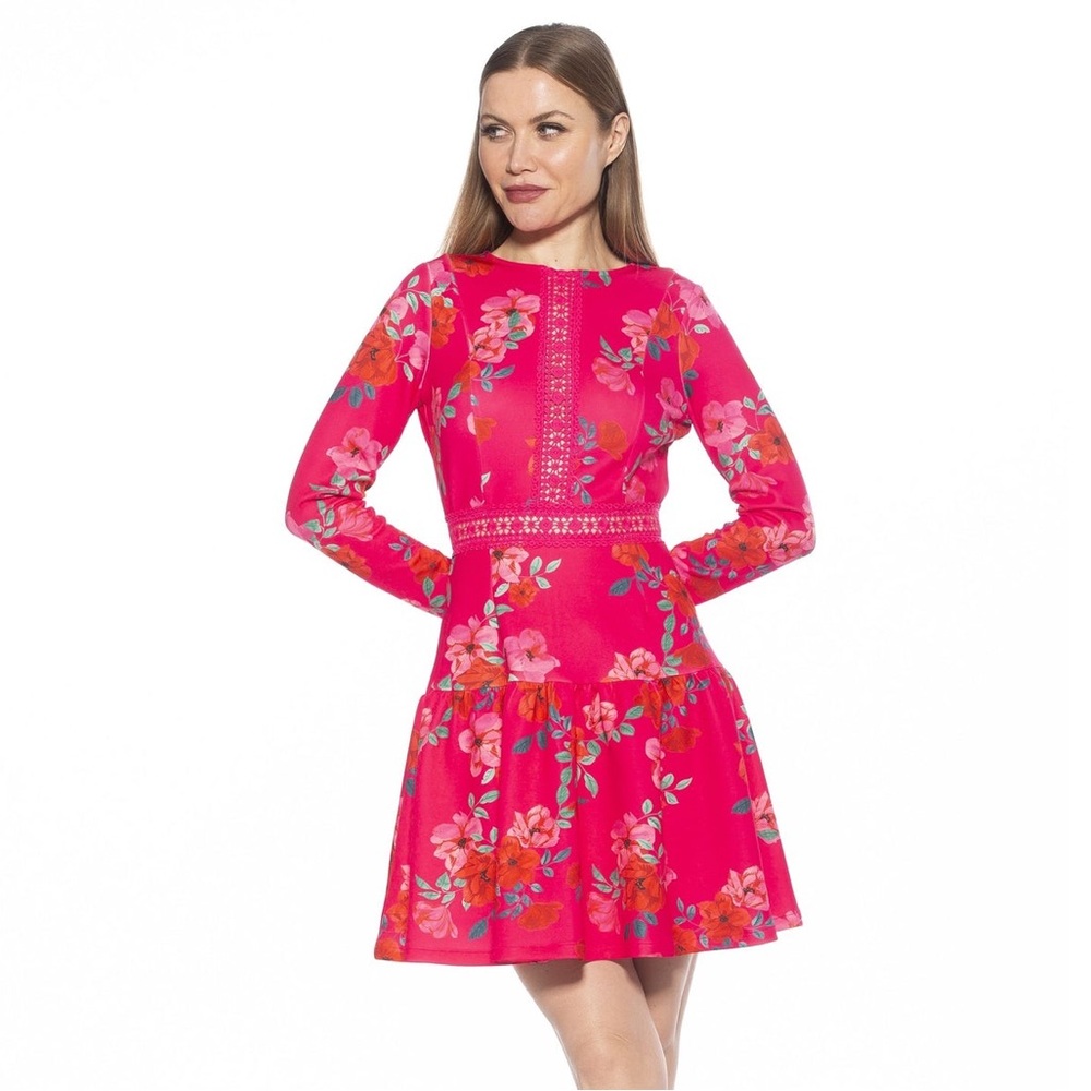 🌼ALEXIA ADMOR🌼 NWT Alexa Long Sleeve Pink Floral Dress, Size 14